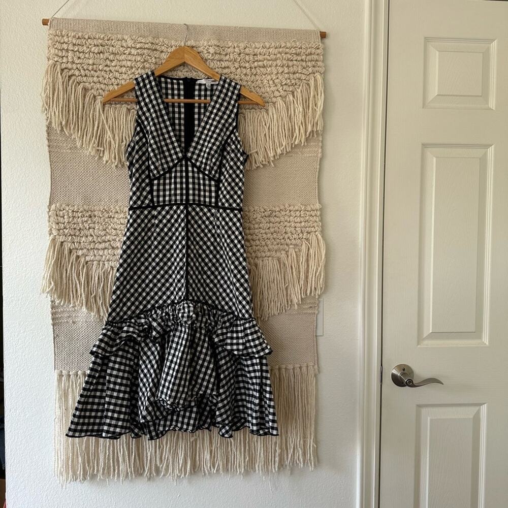 TOME Gingham Ruffle Hem Dress